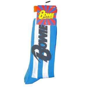 Bowie Men's Novelty Crew Socks Blue & White Stripes One Size (7-12) NWT